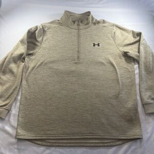 Under Armour ColdGear 1/4 Zip Pullover Men’s XL Beige/Gold Heather Loose Fit Per